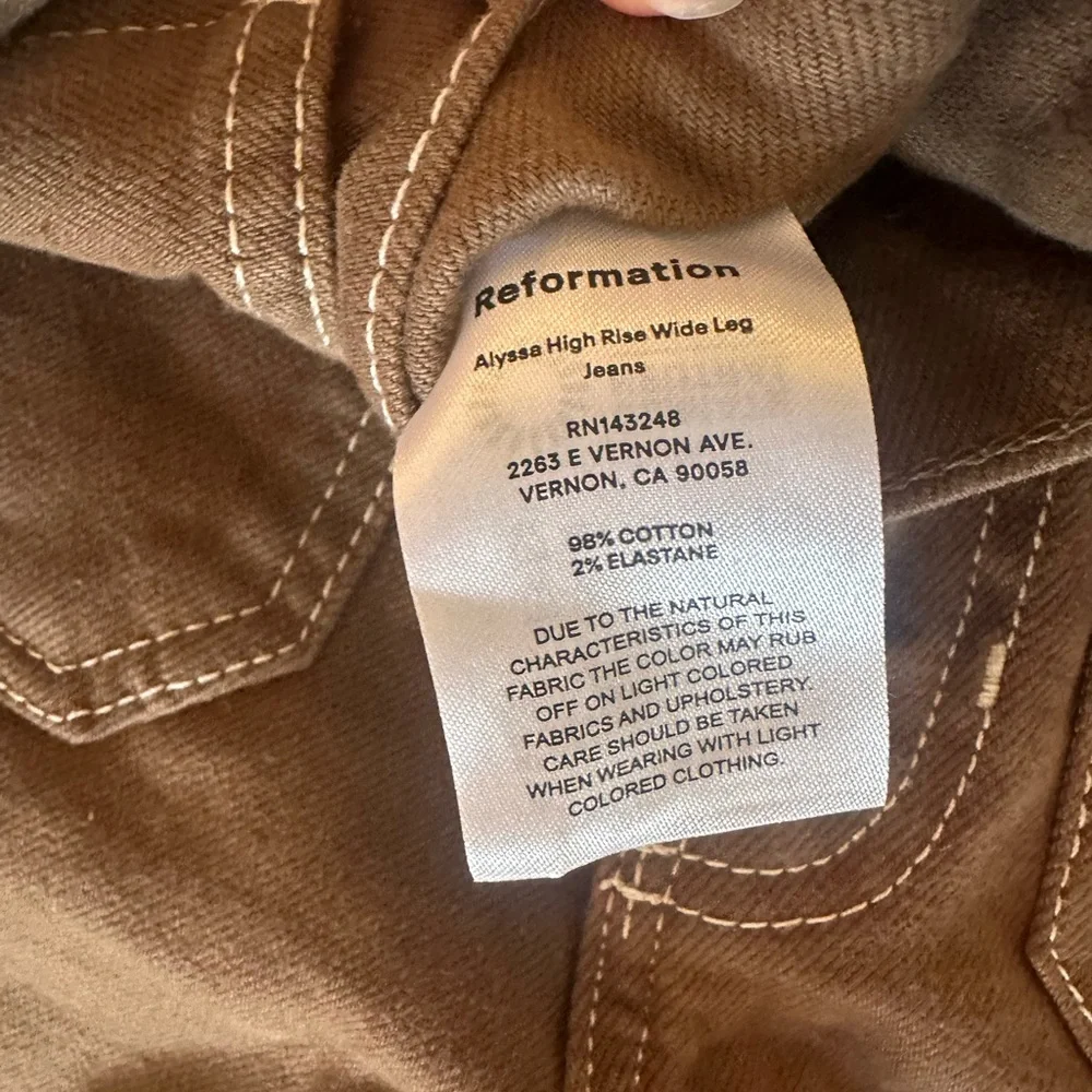 Reformation Chocolate Brown Jeans with Contrast Stitching - Picture 6 of 7